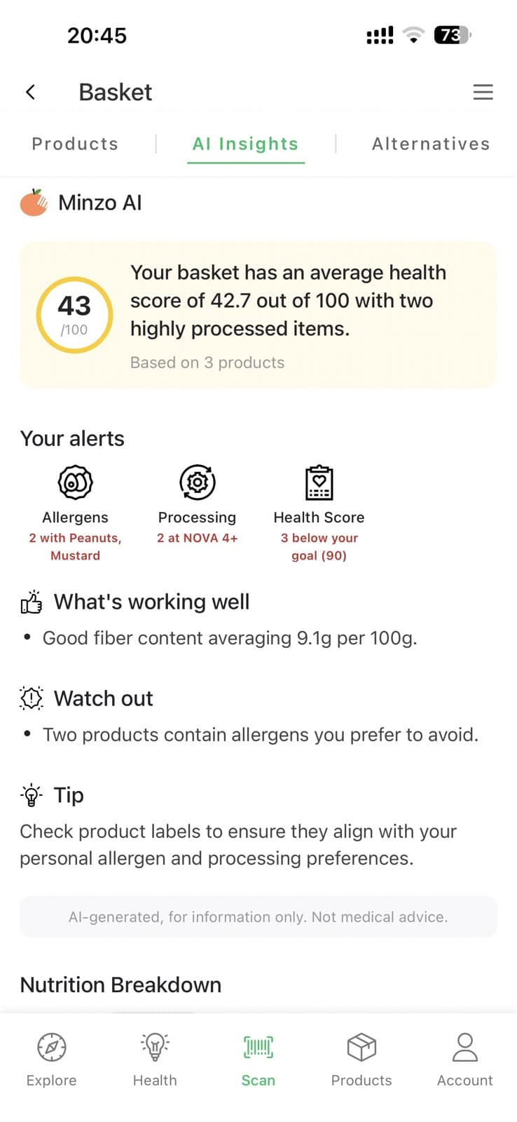 Minzo app — Ask Minzo AI