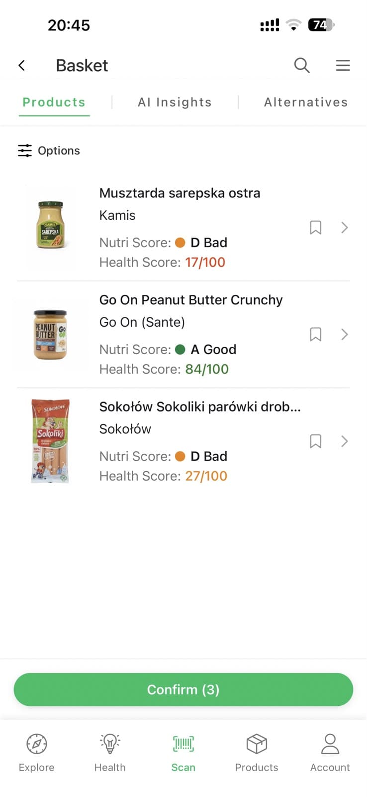 Minzo app — Build your basket